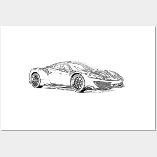 488 GTB Wireframe Posters and Art